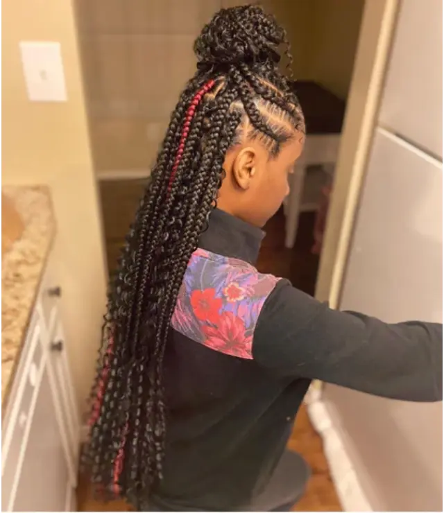 13 Top Knot With Cornrow Braids