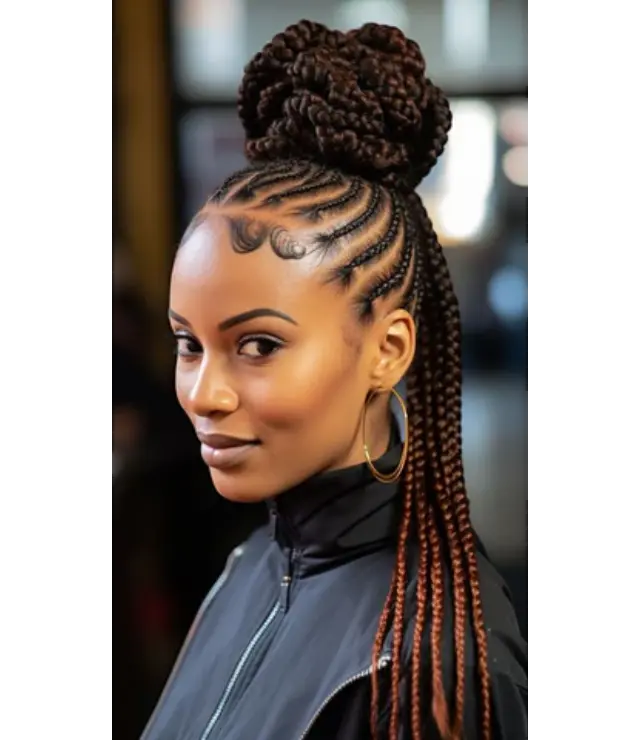 15 High Bun Half Up Cornrow Braids