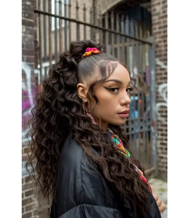2 Textured Half Up Ponytail