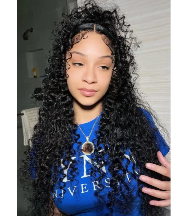 20 Half Up Deep Wave With Weft Hair