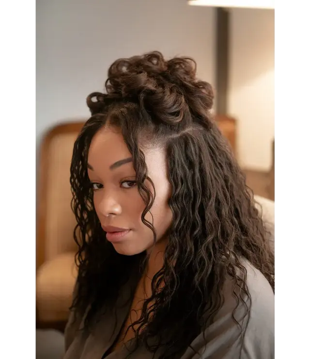 4 Half Up Natural Curl Updo